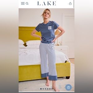 BRAND NEW Pima Wide Leg Pajama Set in Mixed Breton Stripe - LAKE pajamas